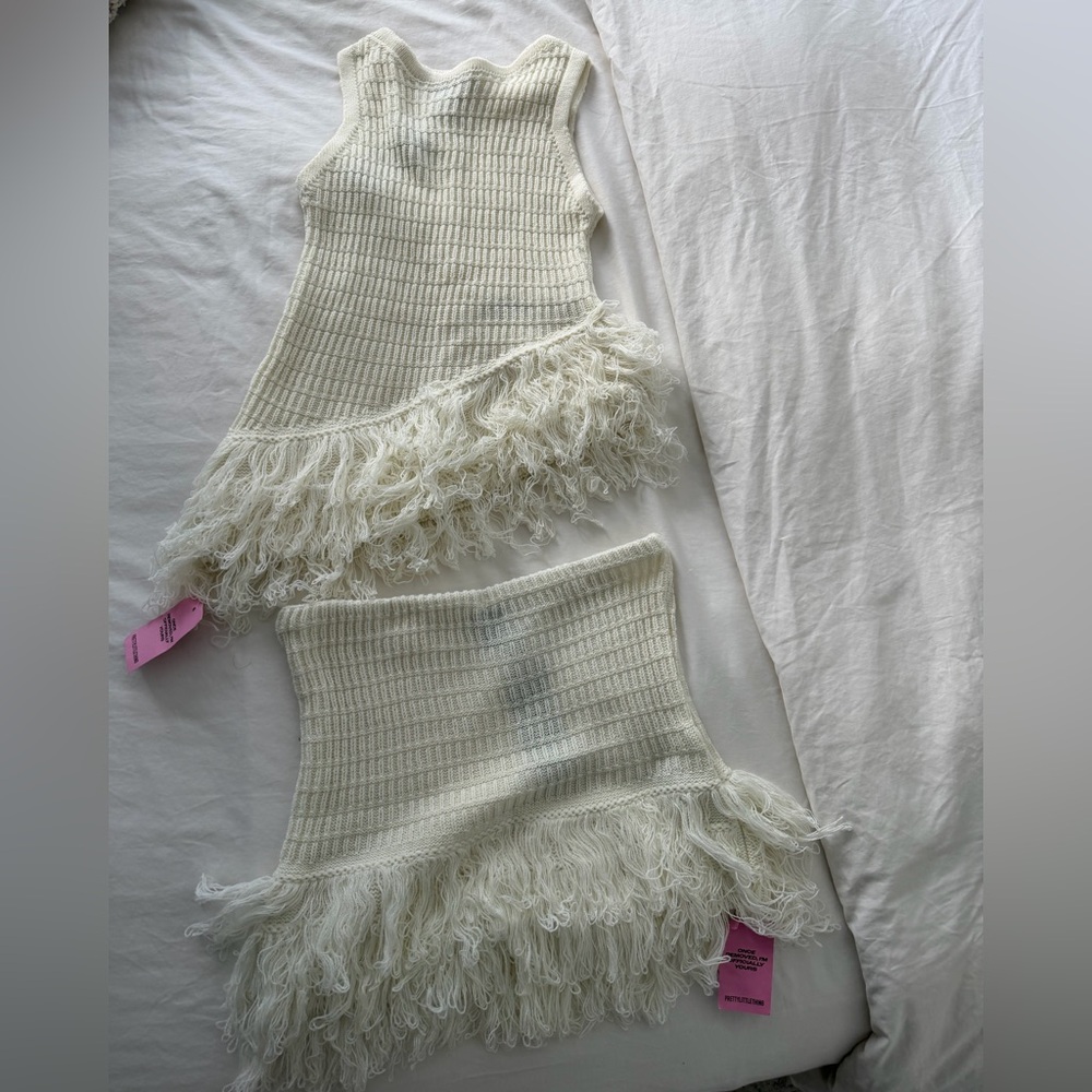 PrettyLittleThing Cream Knit 2 Piece Set